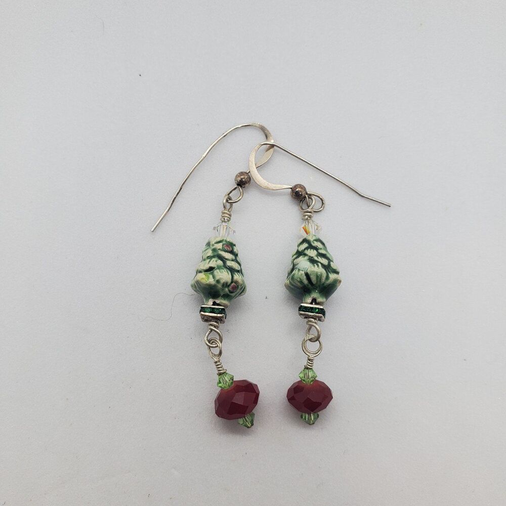 Sterling Silver Christmas Tree Earrings